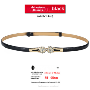 Adjustable Womens Belt Fashionable Dress Belt Matte Finish PU Leather Versatile with Beads Letters Flowers Embellishments