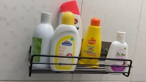 Kệ Góc Nhà Tắm Thép Không Gỉ Kệ Góc Đựng Gia Vị Nhà Bếp Dán Tường kèm miếng dán siêu dính