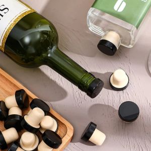 12/24/48pcs T-Shaped Stopper Reusable Wine Cork Bottle Stopper Sealing Plug Bottle Cap for Wine Beer Bottles (Black)