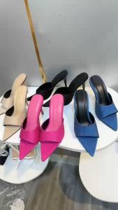 guốc cao gót bao bọc chất liệu jeans bò 9p