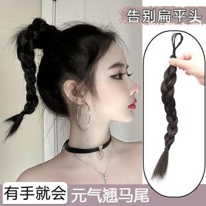 Fashionable 2025 Hair Bun Clip Fake Hair Tail Sweet Circle Simulation Hair Bun Small Braid Cool Sweet Style Hair Accessory