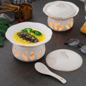 Candle-heating Porcelain Cooking Pot with Lid