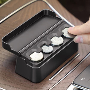 Black 4 Slots Coin Dispenser In Car Coin Holder Sorter Collector With Spring Mini Portable Storage Safe Box For Shop Outdoor Car