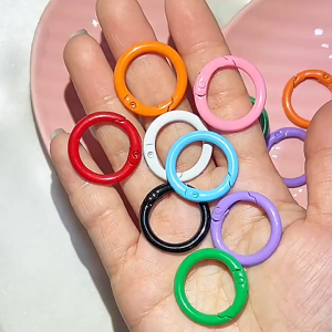 1pcs 24mm Multi Colour Alloy Feel Paint Spring Buckle Round Open Ring Keychain Ring Bag Clip DIY Jewelley