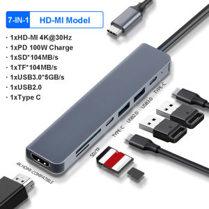 Kebidumei | 11-in-1 4K USB C 3.0 HUB Type C to HDMI-compatible USB 3.0 Adapter Type C HUB Dock PD 87W USB C Splitter for MacBook Pro Air