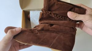 Sanan Fashion - Sepatu Boots Flat Wanita Coklat Modis Casual Trendy PU PVC Sol Fiber Blackkelly 162