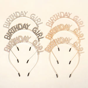 เงา Rhinestone ตัวอักษรภาษาอังกฤษ Happy Birthday สําหรับผู้หญิงสังกะสีวัสดุเครื่องประดับยอดนิยมอุปกรณ์เสริมผม