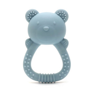 Baby Teether Toy - Cute Bear Shape with Rattle Sound - Soft Silicone BPA-Free - Soothing Sore Gums for Newborns & Infants