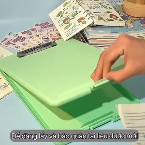 Hộp file bìa bảo quản tài liệu có kẹp giữ A4 cầm tay bảng trình ký kê viết văn phòng phẩm học sinh