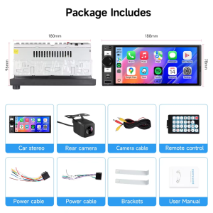 JIUYIN | JIUYIN 6 inch Linux Universal Car MP5 Radio 1 Din Carplay Android AUTO AUX USB Touch Screen Multimedia Video WIFI Screen