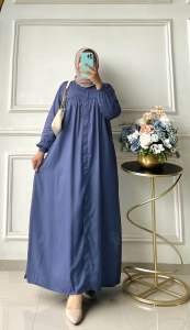 Liona Dress Gamis polos Rayon twill Dress wanita