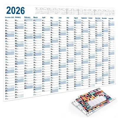 New 2026 Calendar Large Wall Calendar 365 Days Planner Sheet To Do List Check-In Plan Daily Weekly Agenda Schedule Organize