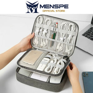 MENSPE Digital Storage Bag Travel Organizer Double Layer Large Capacity Electronic Gadget Bag USB Cable Storage Bags Large Cable Organizer Bag Accessories U Disk Hard Drive Accessories Storage Bag