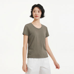 Hotwind | Womens Lyocell White U-Neck Slimming T-Shirt