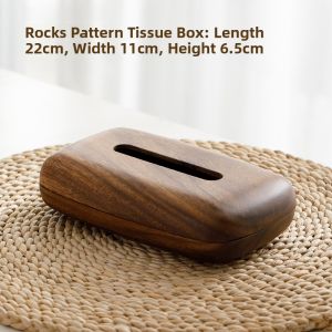 High-End Walnut Wooden Tissue Box Traditional Chinese Style Living Room Square Hollow out Solid Wood Tissue Box Family Use