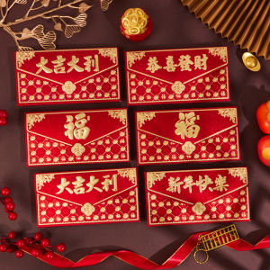 2026 Year of the Horse Horizontal 3D Cartoon Gold Embossed Red Envelope Bags Chinese New Year Spring Festival Cute Festive