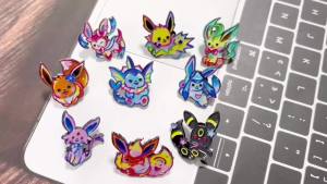 Bandai | 9Pcs Cartoon Monster Hard Enameled Pins Set Cute Character Lapel Brooches for Bags Anime Fan Collection Gift