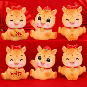 ปี2026ที่น่ารักของม้าประดับปีม้าตุ๊กตามาสคอตราศีม้า DIY ตั้งโต๊ะของตกแต่งรถยนต์ของขวัญปีใหม่