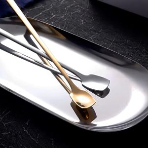 European-style creative long-handled square-headed spoon SUS304 Ice Spoon Coffee Spoon 欧式创意长柄方头勺 304不锈钢 冰勺搅拌咖啡勺子