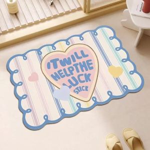 VIKAMA Wavy Unique-Shaped Cute Animal Floor Mat Soft Diatom Mud Non-Slip Bathroom Rug Quick Dry Absorbent Mat for Home Decor