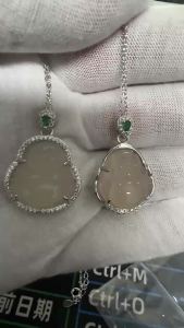 Penghantaran dari China [2025]s925 Perak Sterling bertatahkan dengan berlian Kalung Buddha Chalcedony Putih Maitreya Buddha a Cina Baru Ringan Mudah Mewah Indah Buddha Jed Rantai Klavikula 3.1