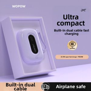 Wopow | 3C Certified Fast Charging Portable Power Bank with Integrated Cable 20000mAh