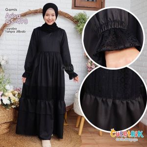 Gamis Brokat Hitam Anak Perempuan Cutetrik Couple Mom Kimira Babydoll