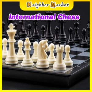 1 Set International Chess Folding Magnetic Plastic Chessboard Board Game Portable