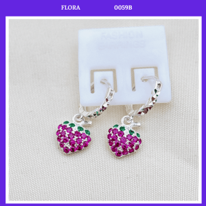 FLORA 0059B - Bông tai bạc ta hình quả dâu tây dành cho bé gái
