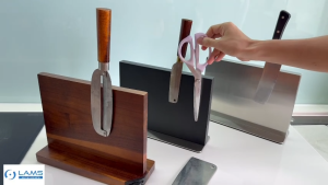 Giá Dao Nam Châm Để Bàn 2 Mặt Kệ Hít 10-14 Dao Kéo Inox Gỗ Gọn Bếp 30cm