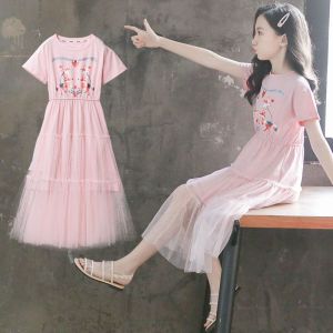 Unlimited X Baby Girl Princess Dress Short Sleeveless Puff Sleeve Pink Dress Summer Skirt Doll Dress 110-160cm