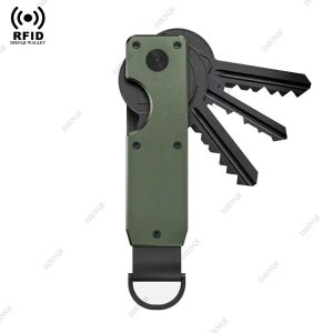 Anti-Theft RFID Block Aluminium Men Key Organizer Metal Key Chain Women Minimalist Key Case Holder for Keychain Secures 2-6 Keys
