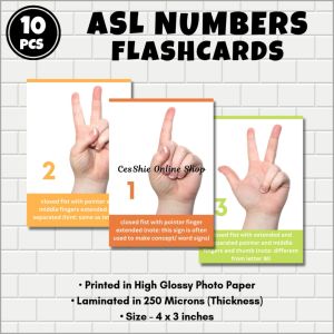 (10 PCS) ASL NUMBERS FLASHCARDS | LAMINATED AMERICAN SIGN LANGUAGE ALPHABET & NUMBERS FLASHCARDS
