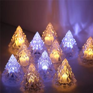 Diamond Night Light Christmas Tree LED Table Lamp Crystal Candles Light Atmosphere Lamp for Party Wedding Souvenirs Gift