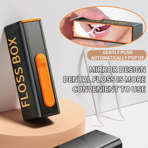 Dental Floss Box With Mirror - Automatic Pop-up Portable Dental Floss Stick - Portable Household High-end Toothpick Thread