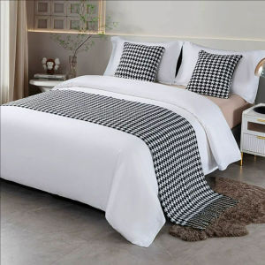 Simple Luxury Knitted Tassel Hotel Bed Flag Pure Color Bedding Tail Blanket Home Stay Inn Guest Room Bed Cover Sheet