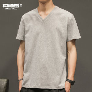 Bin Geo Bolo | Summer Casual V-Neck T-Shirt Mens Short Sleeve Pure Cotton