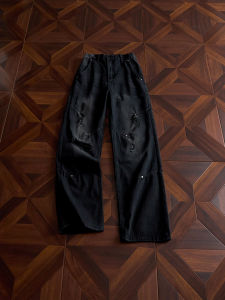 ZHUOCAN | American Rivet Distressed Denim Pants