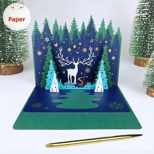3D Christmas Card Creative New Year Music Christmas Tree Company Gift Card Festive Season Greeting Card Small  Style