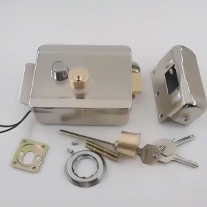 Smart Electric Rim Lock 12V Stainless Steel 9887/SS/SP BUILDMATE Anti-theft Gate Door Lock Access Control for Home Office Apartment Warehouse Indoor Use Silver