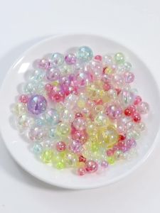 20-300pcs 6 8 10 12 14 16mm Plated Color Acrylic Beads Random Mixed Color Round Loose Beads For Jewelry Making Bracelet Necklace