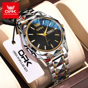OPK resmi autentik jam tangan pria dewasa 2025 ori santai mode pelat kalender ganda bercahaya anti air tali jam baja tahan karat