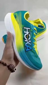 Sepatu Lari Pria Hoka One One Rocket X2 Green Yellow