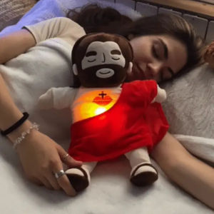 40CM Breath Jesus Soothes Plush Toy for Kids Baby Soft Soothing Jesus Plushies Comforting Jesus Heart Toy Easter Christmas Gifts