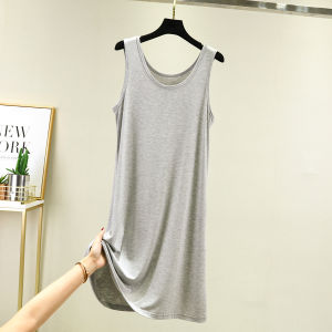 Modal Sleeveless Dress Womens Summer Inner Underskirt Camisole Long Dress Plus Size Thin Slimming Bottoming Skirt
