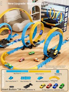 BABYSHOME | Childrens Racing Track Set with Alloy Cars and Launchers