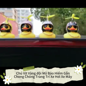 Chú Vịt Vàng đội Mũ Bảo Hiểm Gắn Chong Chóng Trang Trí Xe Hơi Xe Máy - RA888 SHOP