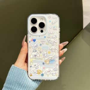 Sanrio | Cute Gilded Straight Edged Jade Guigou Phone Case for iPhone 17 Pro Max 17 16 15 Pro Max Luxury High-end Protective Back Cover