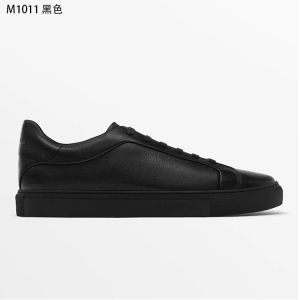 Comfortable Mens Leather Flat Bottom Sports Shoes round Toe Lace up Casual Board Shoes Breathable Spring Autumn Seasonal Footwear