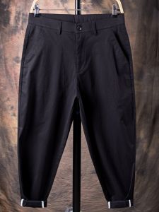 กางเกงลำลองชายเอวยางยืดทรงหลวมขาสั้นฤดูใบไม้ร่วง กางเกงขายาวทรงตรงลำลองสำหรับผู้ชาย กางเกงขายาวทรงหลวมเอวสูง